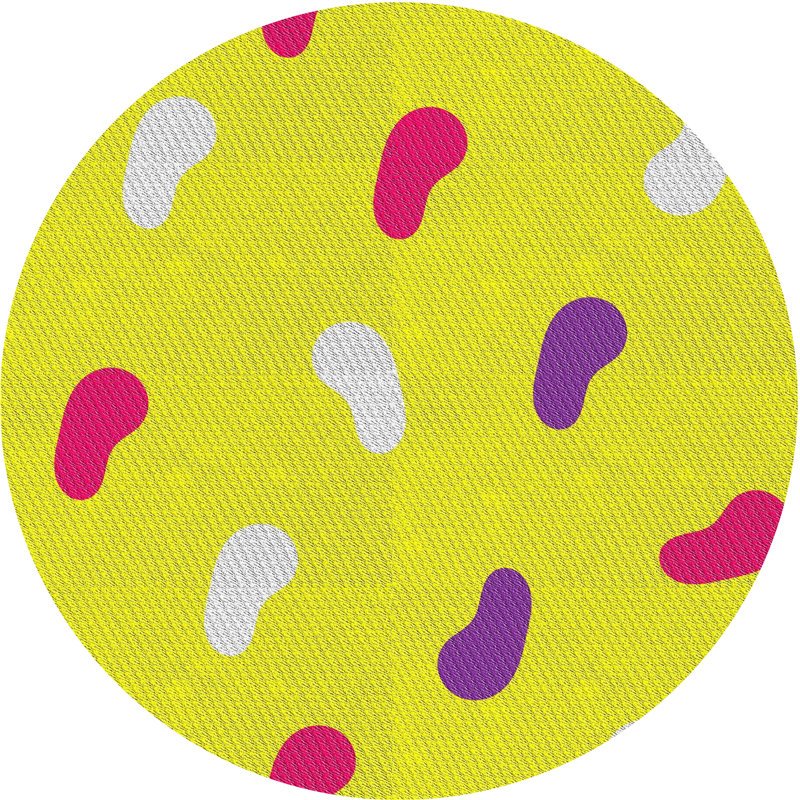 Tapis jaune tissé à la machine, Rond 6 pi