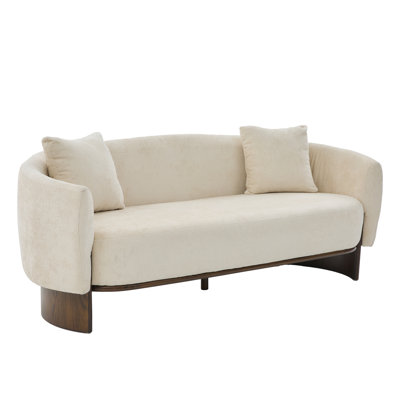 Calyra 3-Seater Modern Curved Upholstered Sofa with Wooden Base and Sculptural Silhouette