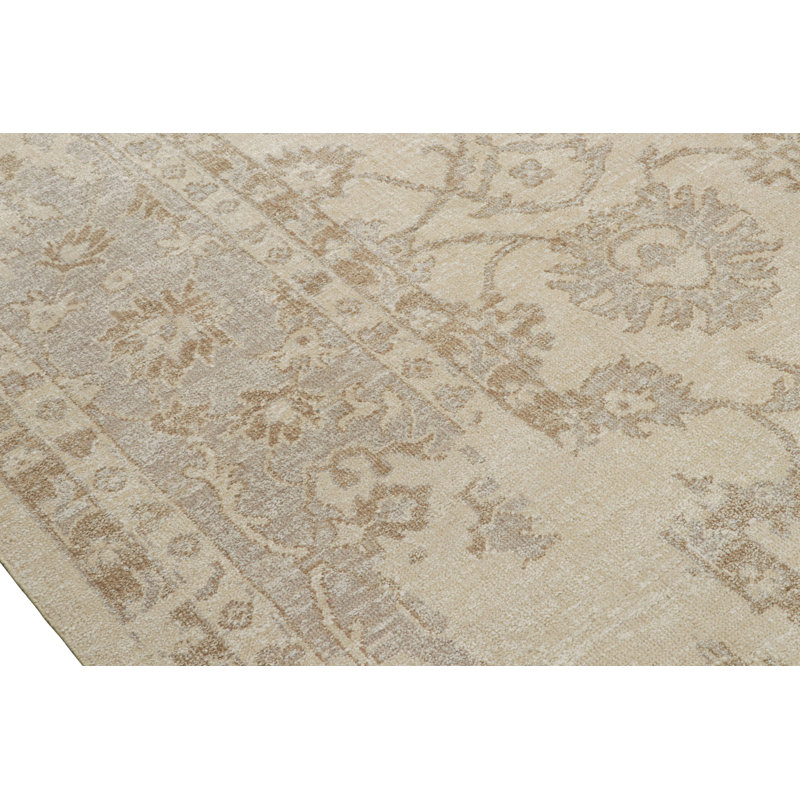 Oushak Handmade Oushak Silk Floral Area Rug, Rectangle 6' x 9'