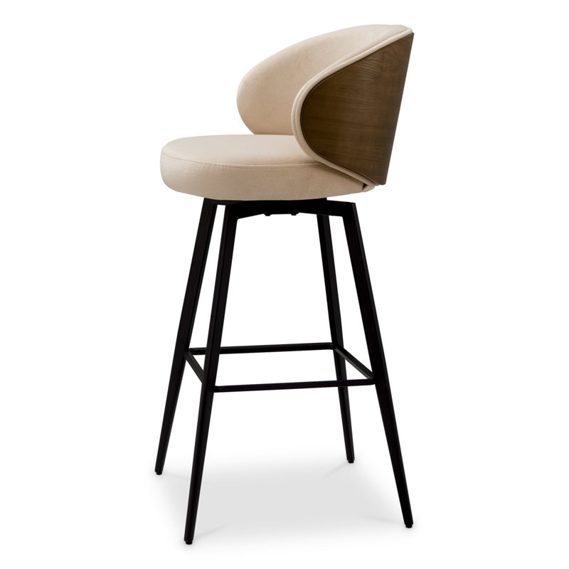 Swivel Upholstered Stool with Metal Frame, Sabino Beige, Bar Stool (30.71" Seat Height)