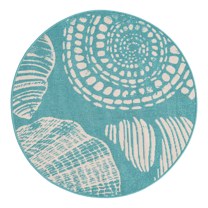 Highland Dunes Geo Teal Indoor/Outdoor Rug | Wayfair