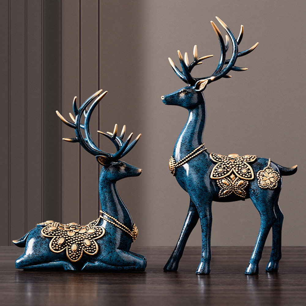 The Holiday Aisle® Modern 11" Large Deer Decorations Christmas Reindeer & Reviews | Wayfair