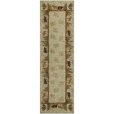 Premium Machine Washable Markhi AMF142 Khaki Rug