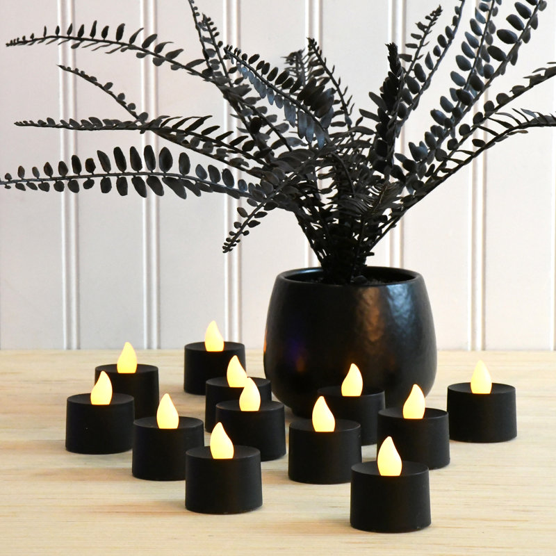 Battery Operated Tea Light Candles - 12 Piece, Black