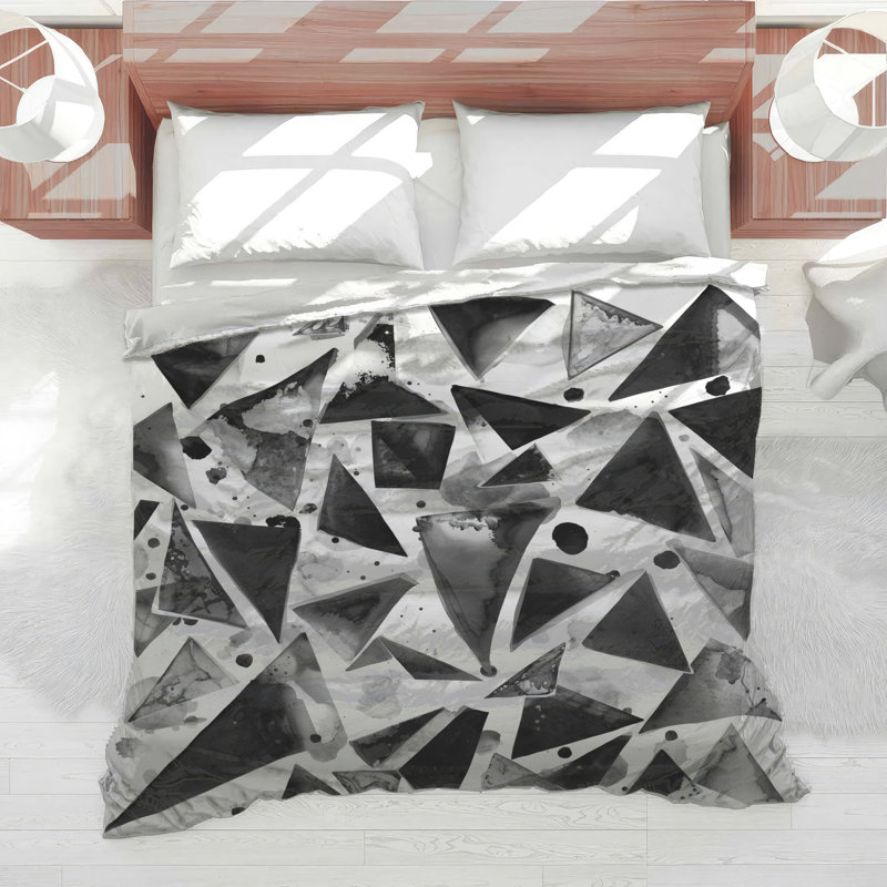 Black Ink Triangles Comforter, Twin
