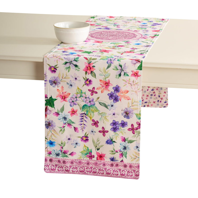 Maison d' Hermine Table Runner 100% Cotton Double Layer Table Runners 108 inches Long Decorative for Home Kitchen Dining Valentines Day Decorations Spring Summer (Chardon, 14.5" x 108")