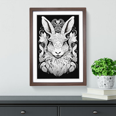 Hare Line - Single Picture Frame Print on Wood