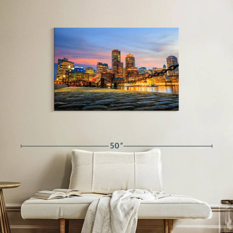 Boston Harbor Dusk Lights, 26" H x 39" W