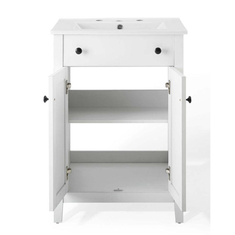 Nantucket 24" Sleek White Bathroom Vanity with Soft-Close Doors