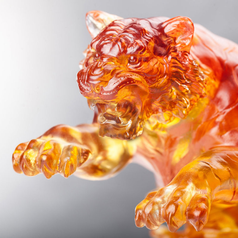 Zodiac Crystal Tiger Figurine, Amber