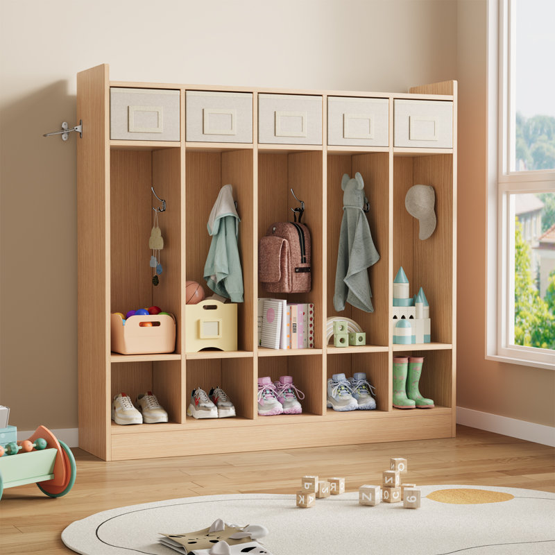 Wooden Square Grid Pattern Storage Cabinet, Regular Style Home Office Storage Solution