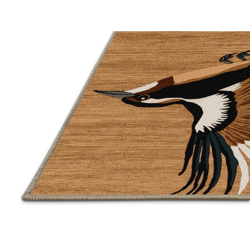 Washable African Paradise Flycatcher Birds Area Rug, Rectangle 8' x 12'