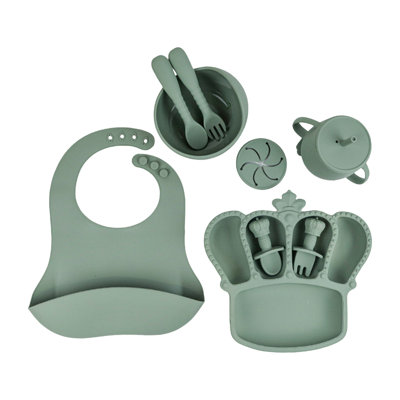 9Pcs Ensemble de biberons en silicone avec bols à ventouses et assiettes divisées