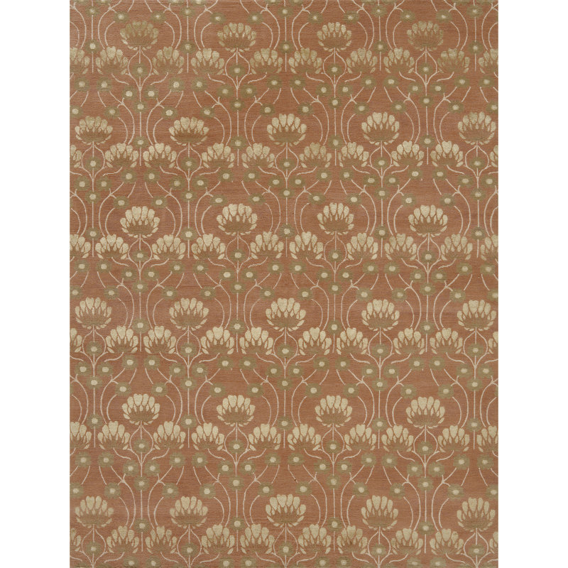 Hand Woven Silk and Wool Floral Area Rug, Rectangle 3' x 5'