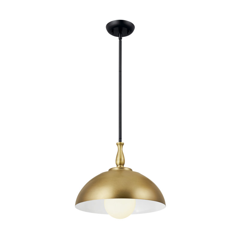 1 - Light Single Pendant, 14" H x 14" W x 14" D, Natural Brass