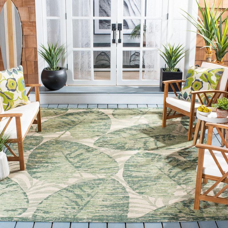 Lueck Performance Floral Indoor/Outdoor Area Rug, Rectangle 5'3" x 7'7"