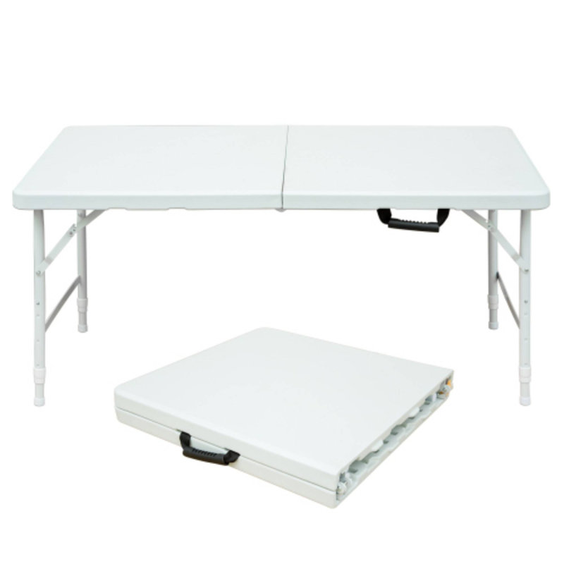 Table pliante portative de 4 pi idéale pour les pique-niques de parc et les rassemblements de patio, Blanc