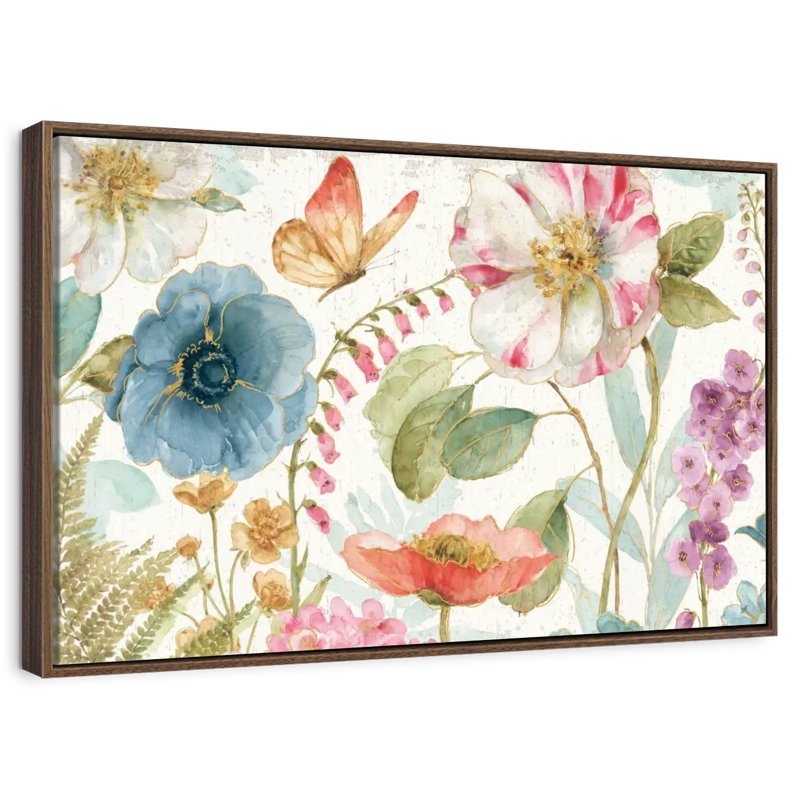 Rainbow Seeds Fleurs sur bois, 19 po x 13 po, Cadre flottant noyer