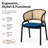 Mid-Century Modern Velvet Dining Chair with Cane Rattan Back, Luxury Boho Accent Chair with Stainless Steel Legs for Kitchen & Bistro-1404574332-1365189869