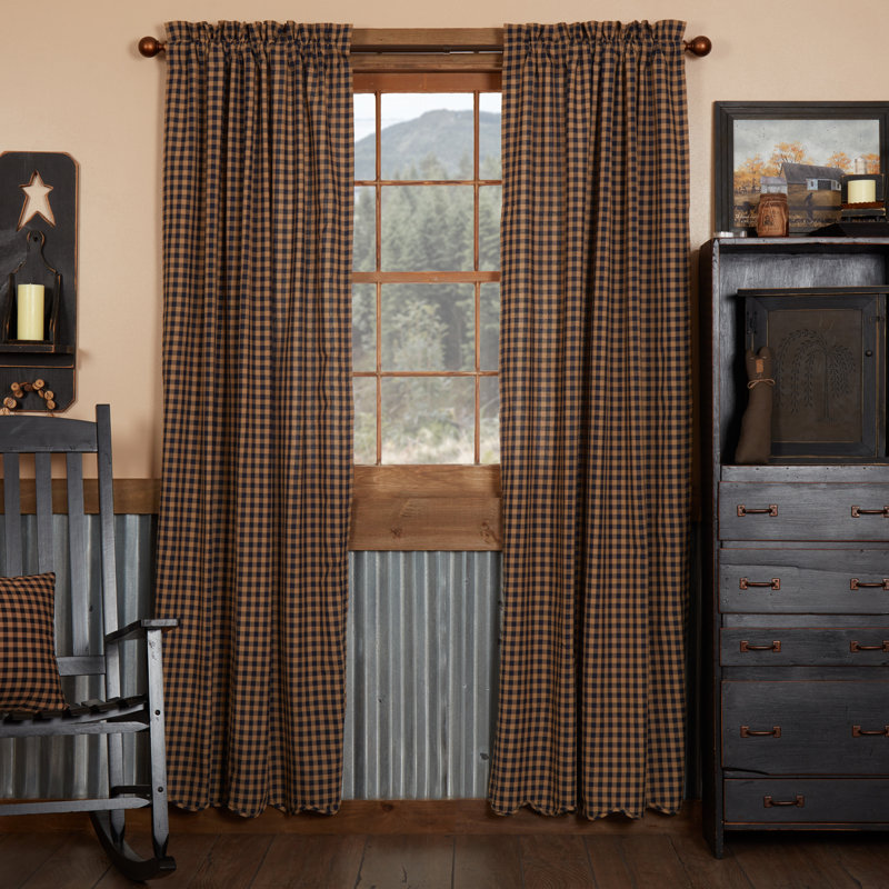 Addie 100% Cotton Room Darkening Pair, 36" W x 63" L, Black/Khaki
