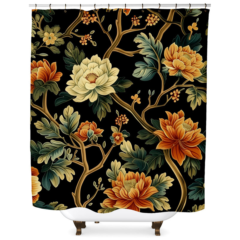 Folakemi Floral Shower Curtain, 84" H x 71" W