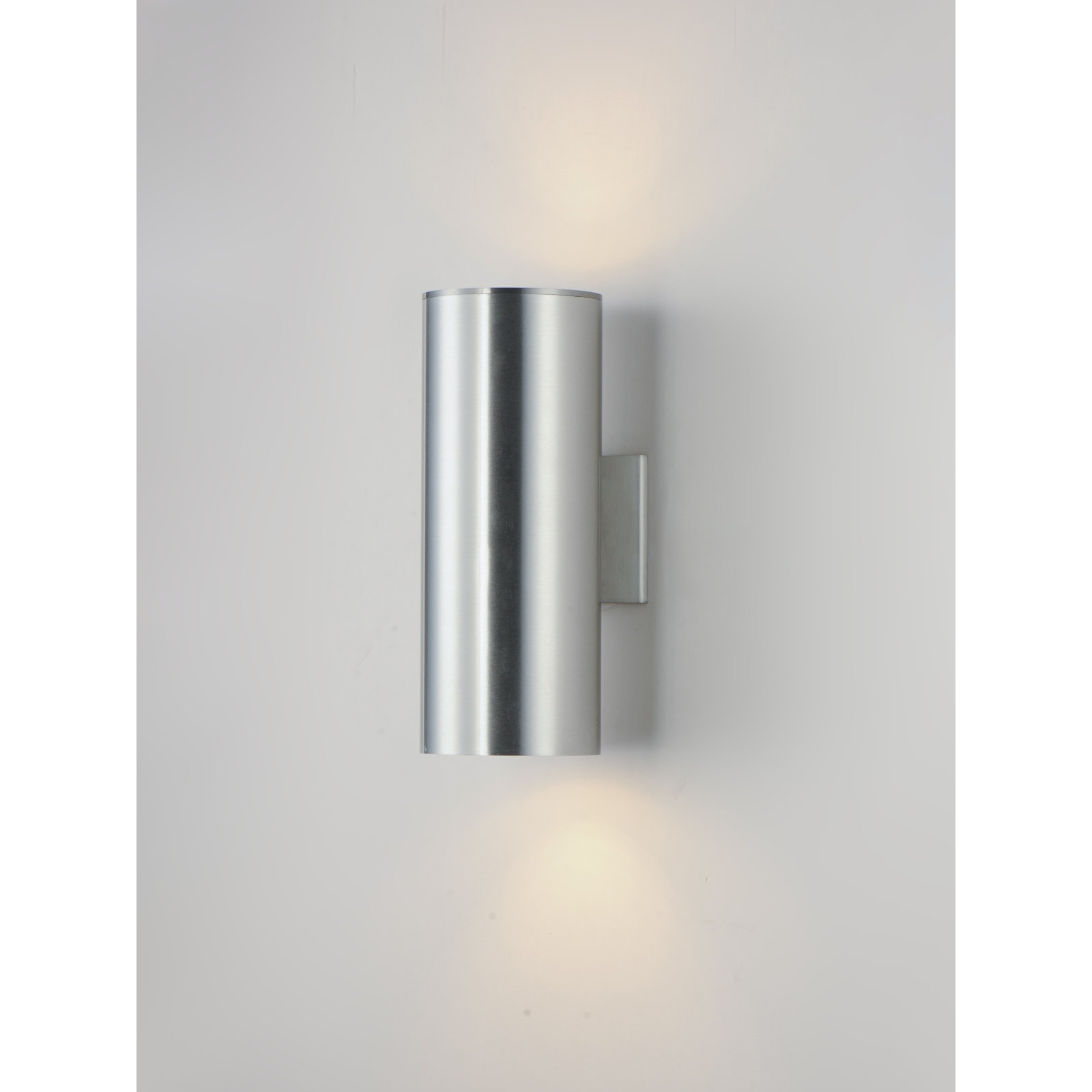 Covey Cylinder Outdoor LED Wall Light, Brushed Aluminum, 15" H x 5" W x 6.25" D