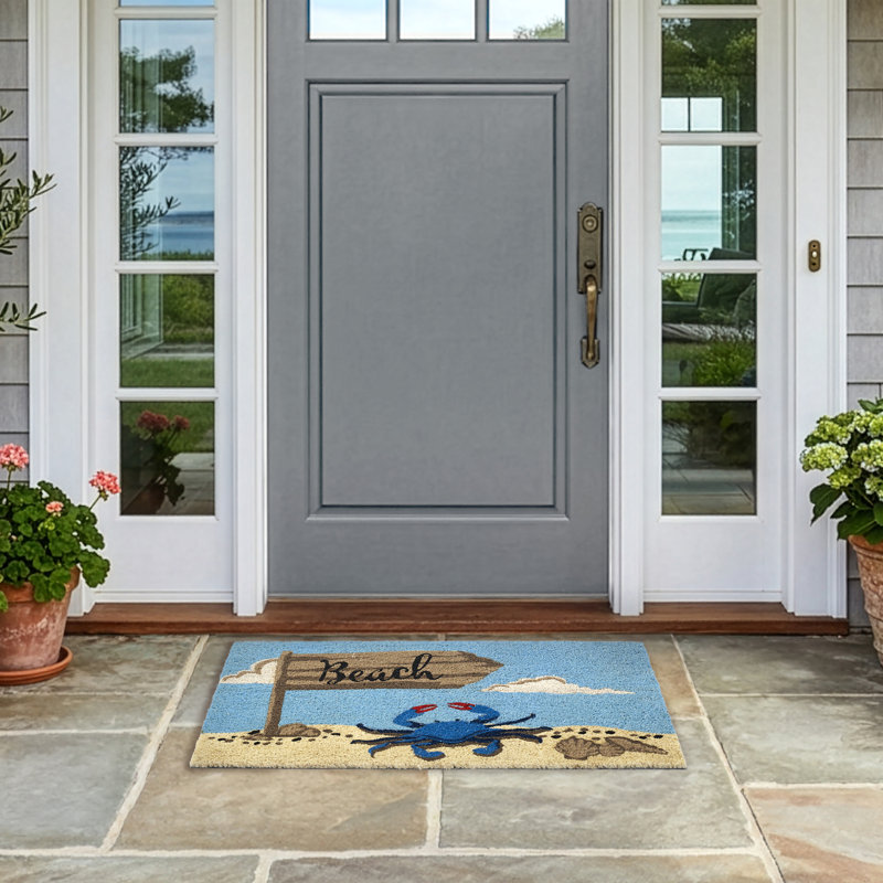 Beach Sign Crab Outdoor Doormat