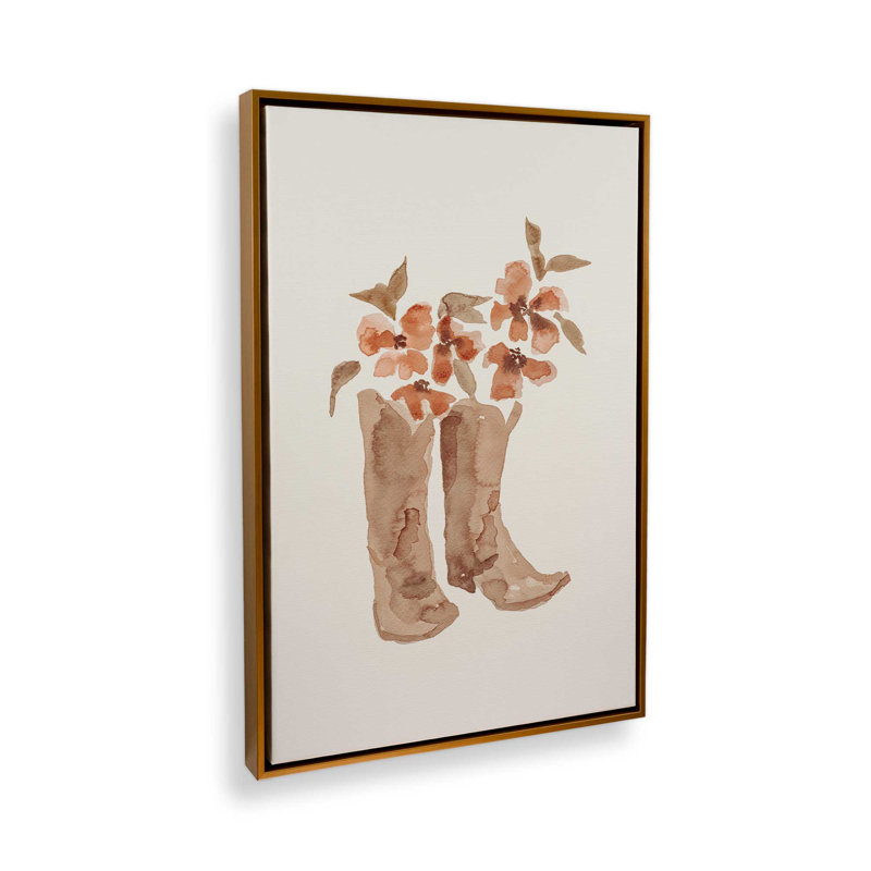 «Cowboy bottes in Bloom», reproduction sur toile, H 36,75 po x l 24,75 po, Or poli