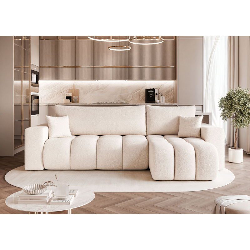3 Seater Sofa Bed, Right Hand Facing, Cream