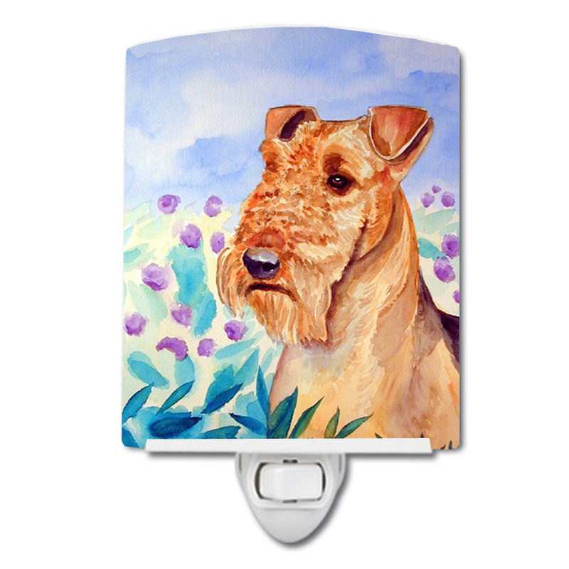 Airedale Terrier in Flowers Ceramic Night Light