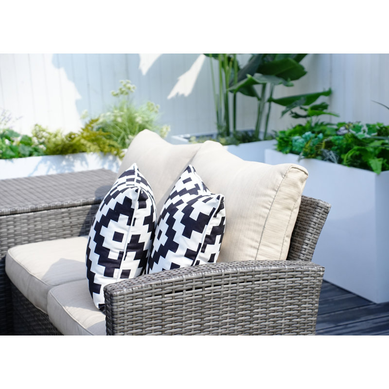 Messinger Wicker 7 - Person Patio Conversation Set with Cushions, Grey