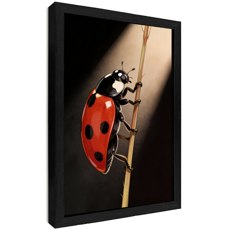 Art encadré noir, coccinelle, impression rétro, H 11 po x l 9 po