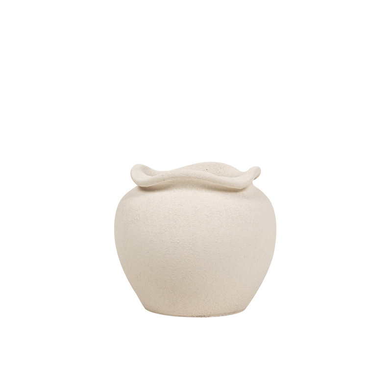 Ceramic Pot, Beige, 19cm H x 23cm W x 23cm D