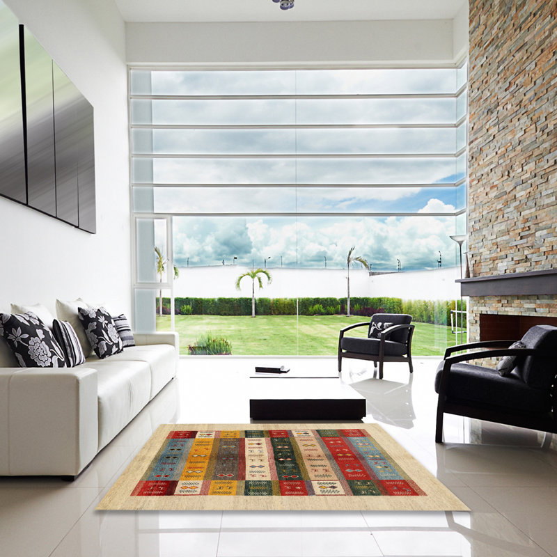 Tapis beige/brun/gris contemporain, Carré 3 pi