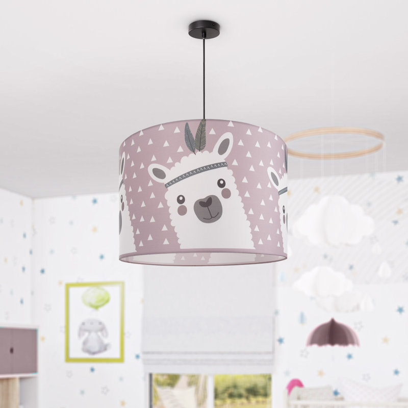 Drum pendant lamp 1-light Jordi, Pink, Black