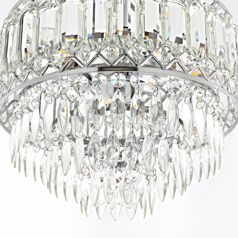 Everby 3-Light Empire Crystal Flush Mount Chandelier, Chrome