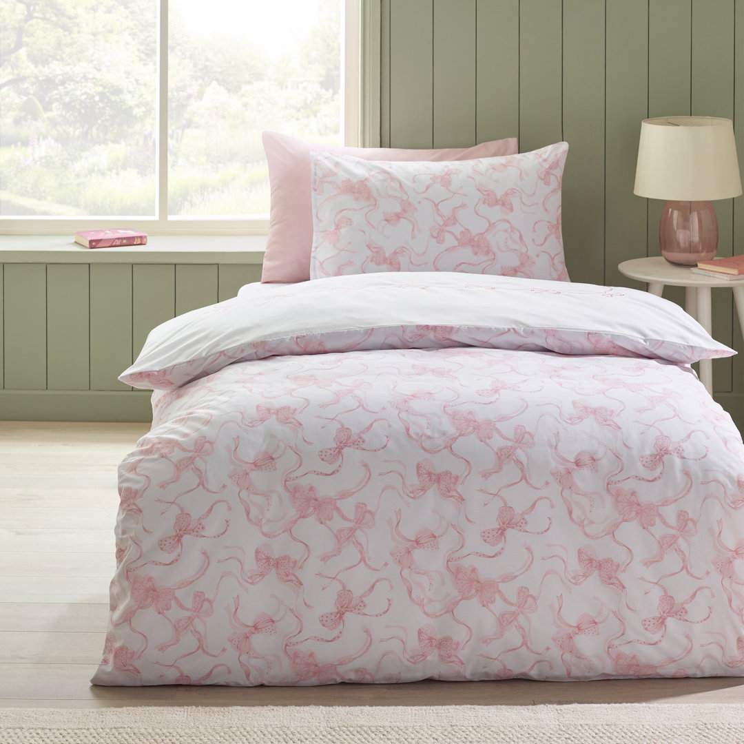 Bow Embroidery Duvet Cover Set