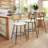 26" Modern Upholstered Low Back Rattan Wood Counter Height Stool-96885271-101069453