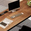 Bureau rectangulaire à 3 tiroirs brun noisette + blanc beige + bois manufacturé-476382687-476382685