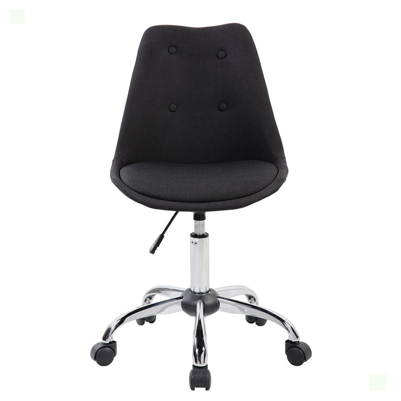 Elegant Black Fabric Swivel Task Chair with Tufted Design