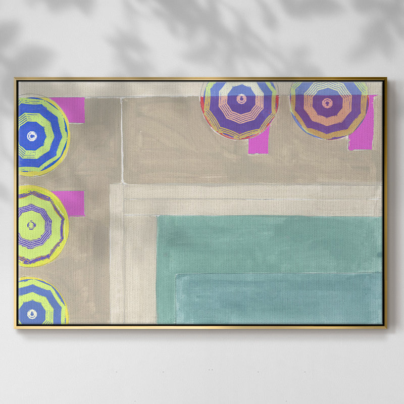 " By The Pool III ", 27" H x 41" W x 2" D, Gold