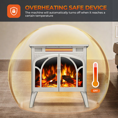 24 Inch Vintage Stove With 16 Color 3D Flame,Portable Design Electric Fireplace , Remote Control & Top Vent Safety System, Heats 1000 Sq.ft, 5 Speed/Light Settings, Auto Shutoff