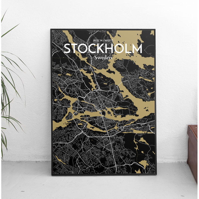 Stockholm City Map - No Frame Print, 43cm H x 28cm W x 0.13cm D