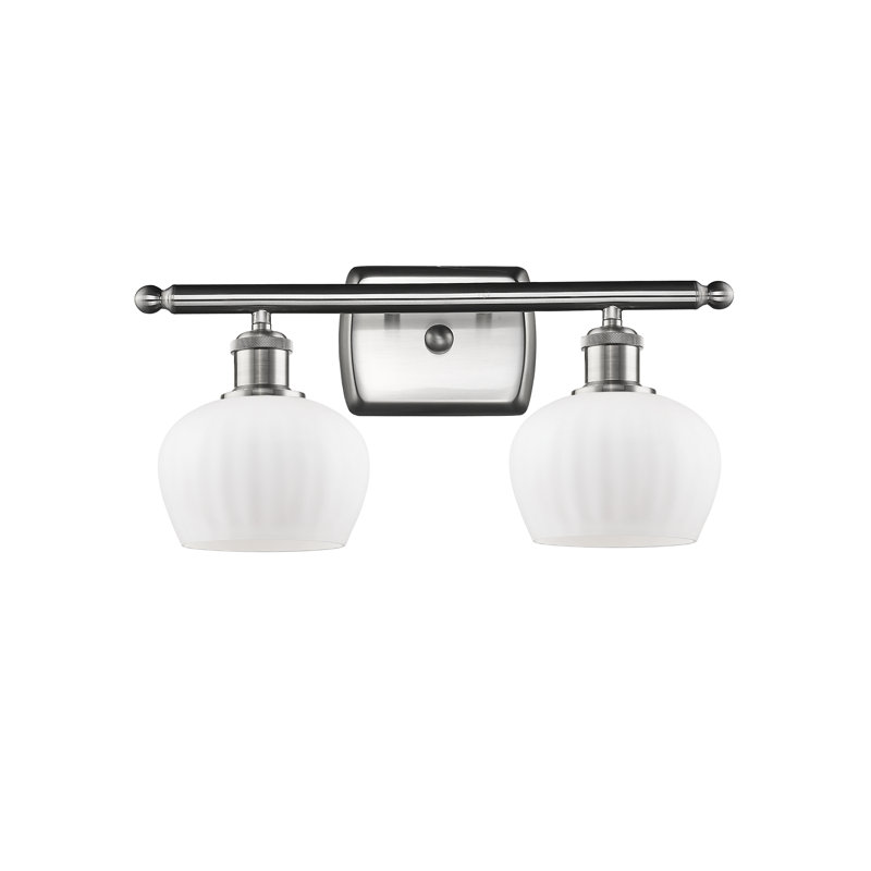 Patrina 2 - Light Dimmable Vanity Light, 6 Watt Vinage LED Bulb, Brushed Satin Nickel, Matte White