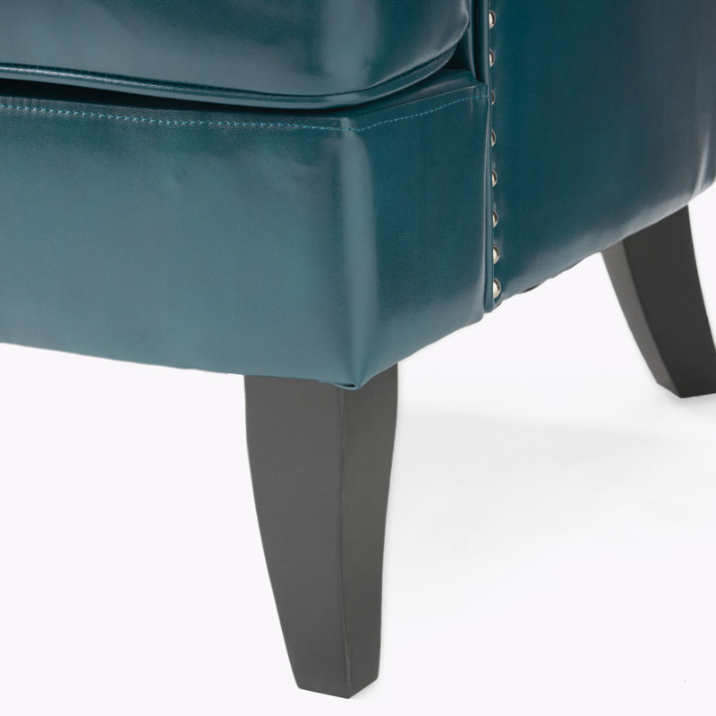 Brookport Faux Leather Armchair, Teal Faux Leather