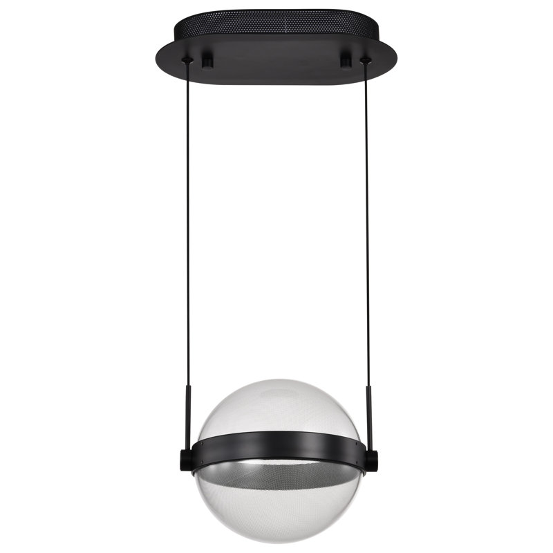 Brezina - LED Pendant - Matte Black - Silk Screened Acrylic Lens, 59.57" H x 8.75" W x 8.75" D