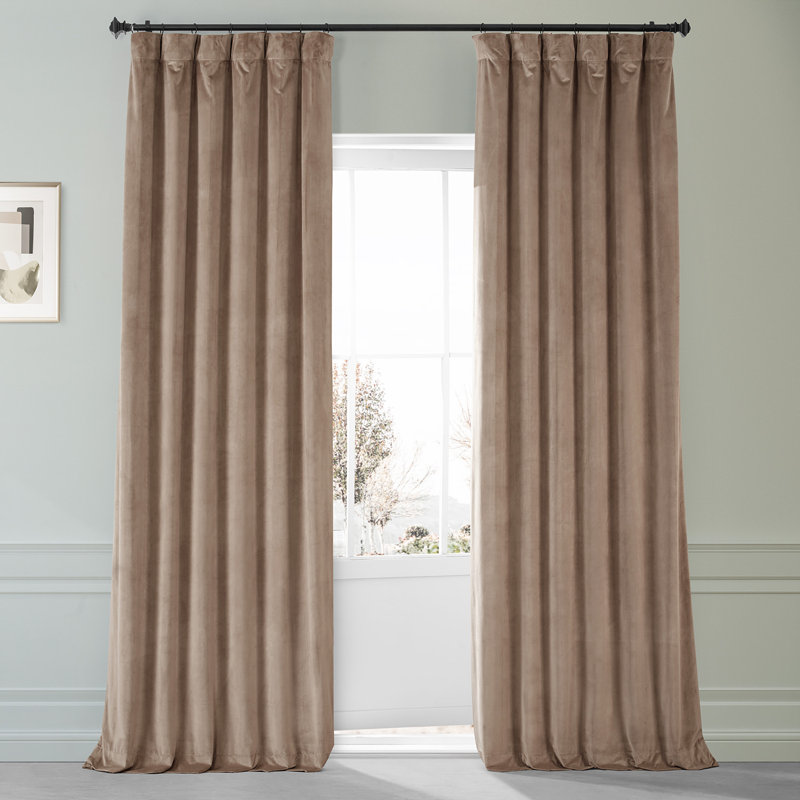 Loria Plush Velvet 100% Blackout Curtains For Bedroom, Living Room - Single Panel, 50" W x 108" L, Pashmina Taupe