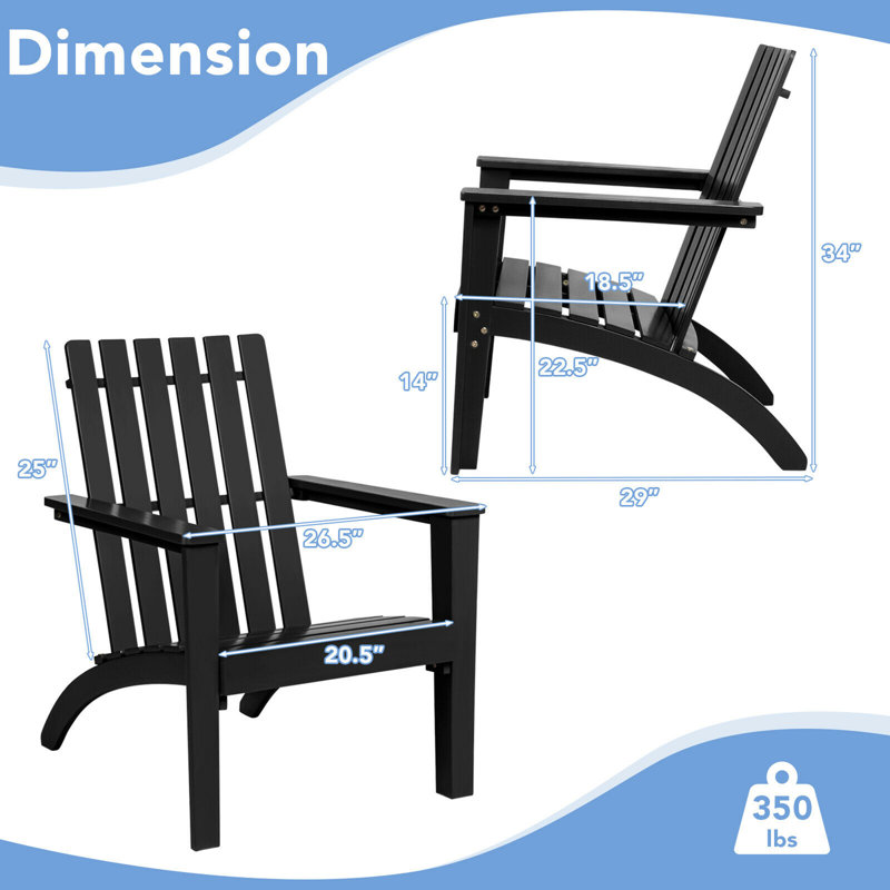 Garberville Acacia Outdoor Adirondack Chair, Black