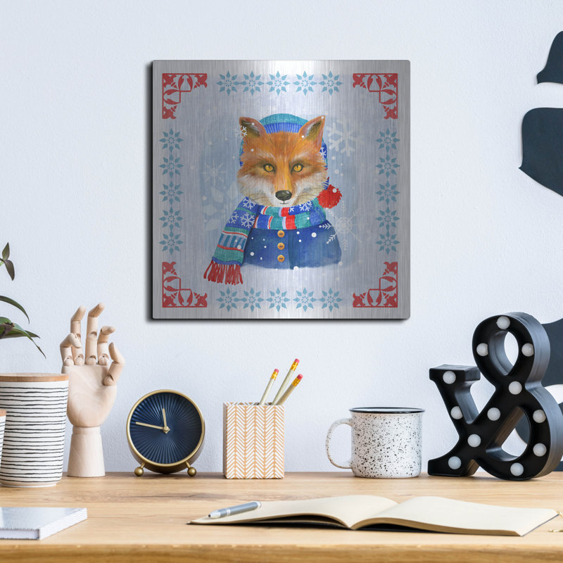  «Winter Fox» par Fiona Stokes-Gilbert, art mural en métal, H 12 po x l 12 po