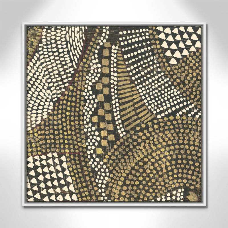 «Reaching Gold II», peinture sur toile à cadre flottant, Cadre blanc, H 25,5 po x l 25,5 po x P 2 po